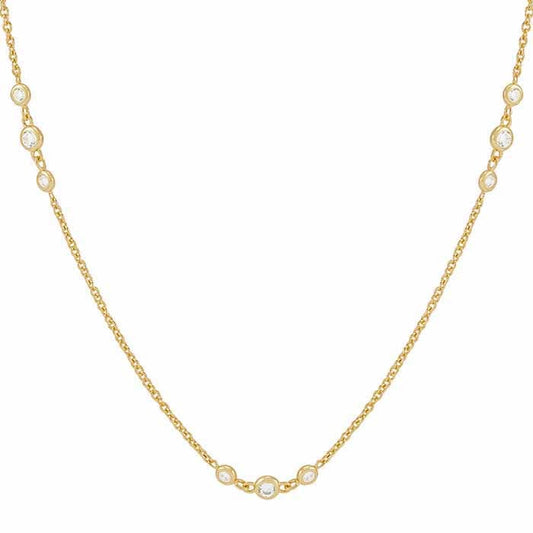 14K Gold-Plated Sterling Silver CZ-Set Station Necklace