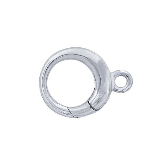 Sterling Silver Round Push Clasp with Ring