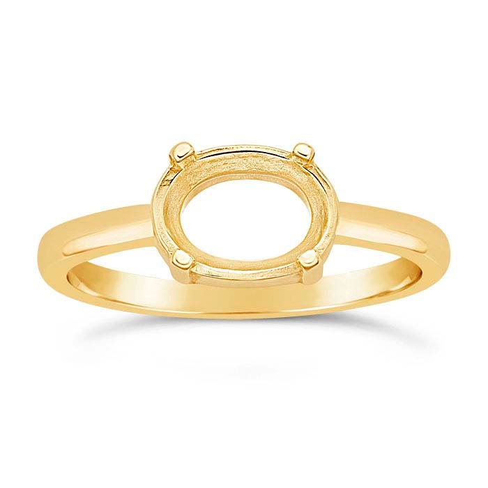 14K Yellow Gold Oval Ring Mountings, pre-notched, choose your size