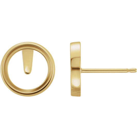 14K Gold Round Bezel Earring Mounting (Pair)