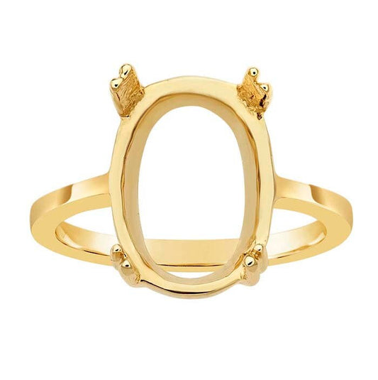 14K Yellow Gold Double-Prong 14 x 10mm Oval Ring Mountings, sz 6, sz7, or sz 8 available