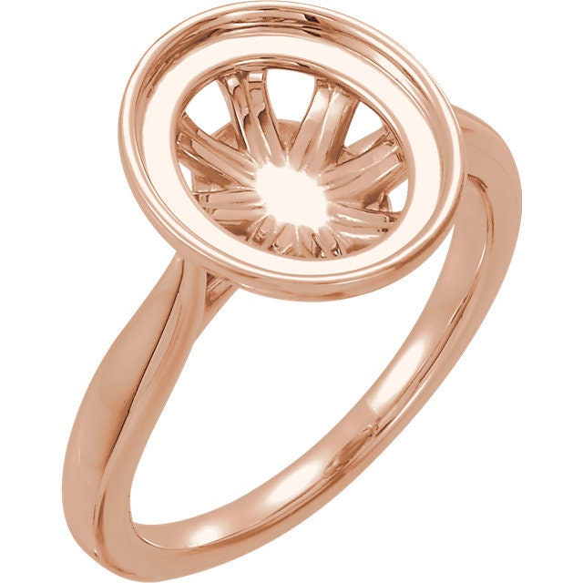 Oval Cabochon Ring Mounting: 14k Gold or Sterling Silver Setting