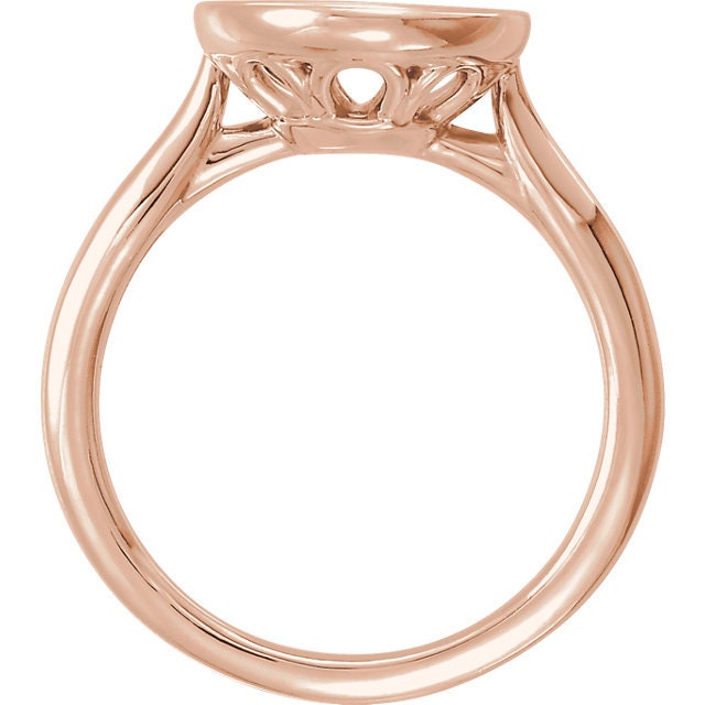 Oval Cabochon Ring Mounting: 14k Gold or Sterling Silver Setting