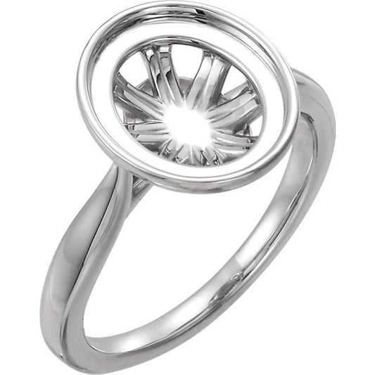 Oval Cabochon Ring Mounting: 14k Gold or Sterling Silver Setting