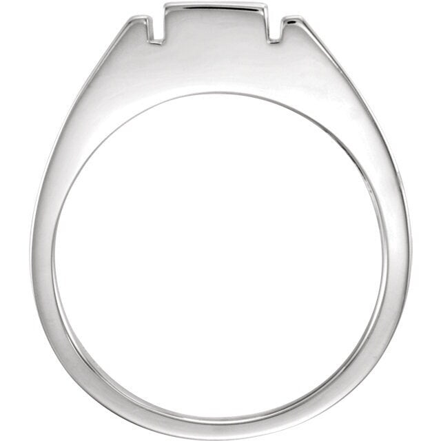Mens Sterling Silver Ring Mounting for 8x6mm Emerald Cut Stone