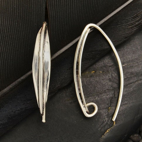 Sterling Silver Earring Hook with Long Almond Shape