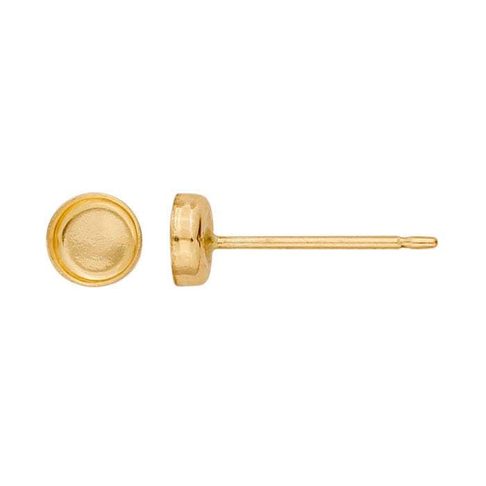 14/20 Yellow Gold-Filled Round Cabochon Post Earring Mounting with or without backs