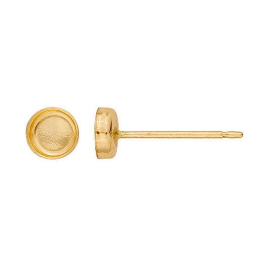 14/20 Yellow Gold-Filled Round Cabochon Post Earring Mounting with or without backs
