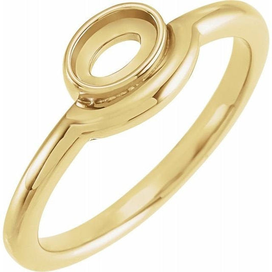 Oval Cabochon Ring Mounting: Sterling Silver, 10k/14k Gold, 6x4 mm Bezel Setting
