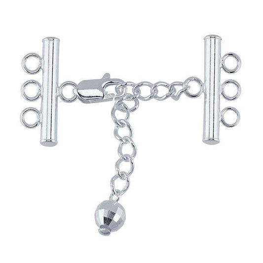 Adjustable Multi Strand Clasp, 3-strand, 925 Sterling Silver