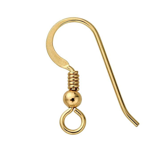 14/20 Yellow Gold-Filled Flattened Ear Wire with Loop, Bead and Coil