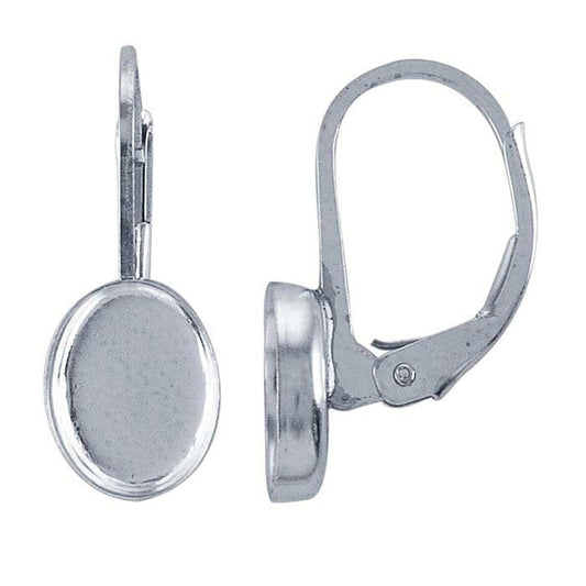 Sterling Silver Lever-Back 8 x 6mm Oval Cabochon Ear Wire Mounting
