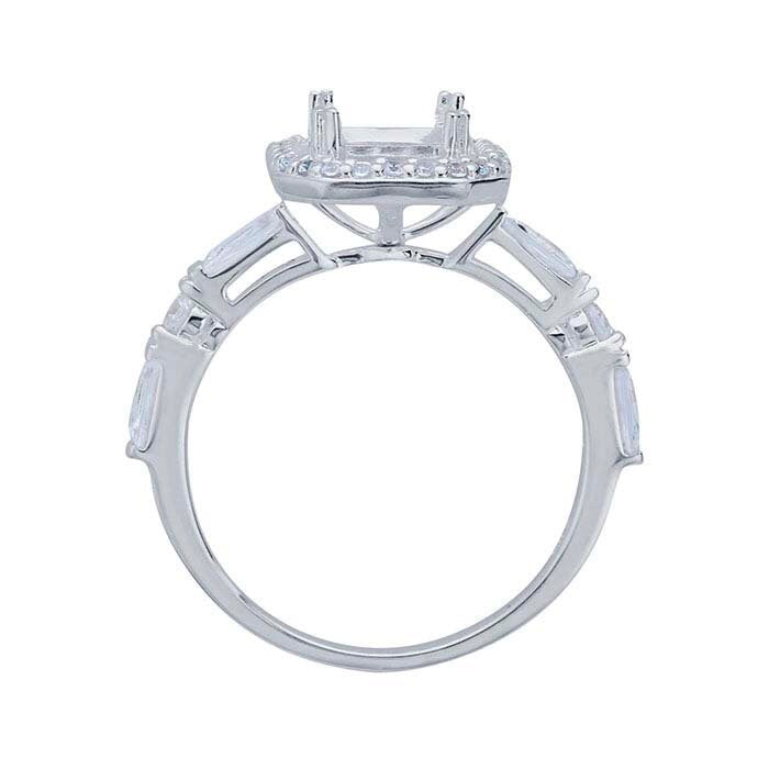 Sterling Silver 8 x 6mm Octagon Semi-Mount Ring Mounting