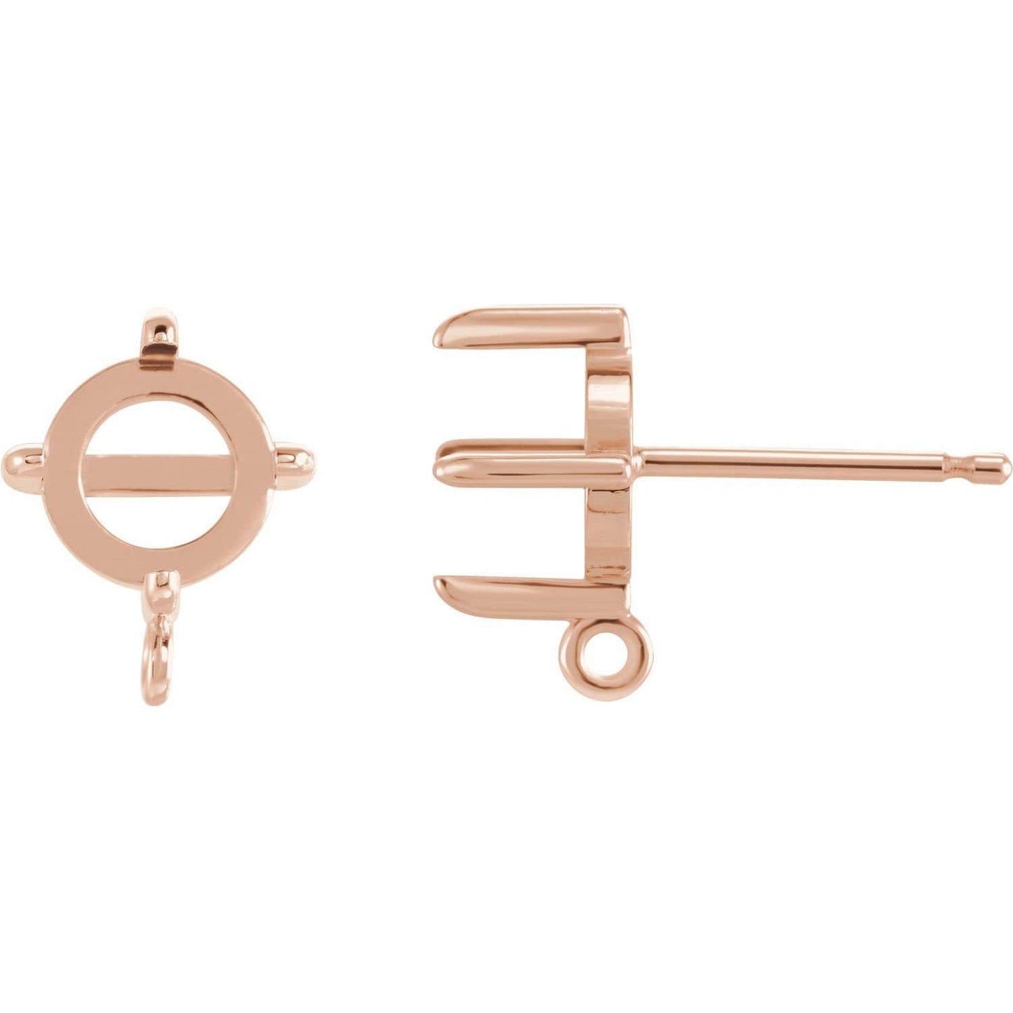 Round 4-Prong Claw Cabochon Earring Top available from 3 to 6mm in Sterling Silver and 14k gold   - sold in pairs