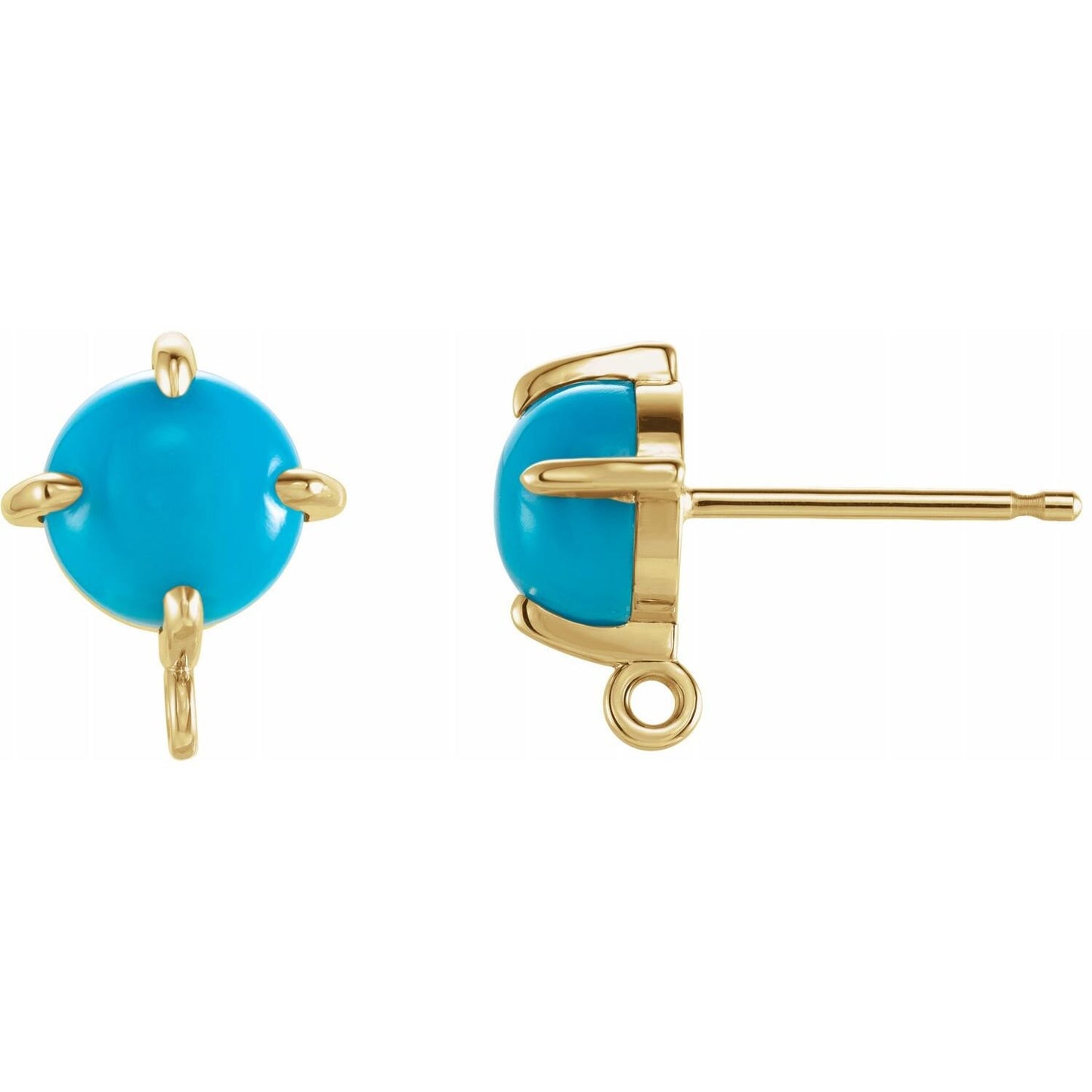Round 4-Prong Claw Cabochon Earring Top available from 3 to 6mm in Sterling Silver and 14k gold   - sold in pairs