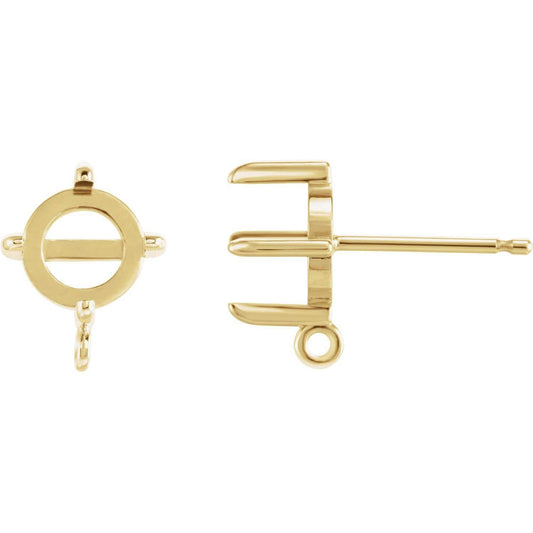 Round 4-Prong Claw Cabochon Earring Top available from 3 to 6mm in Sterling Silver and 14k gold   - sold in pairs