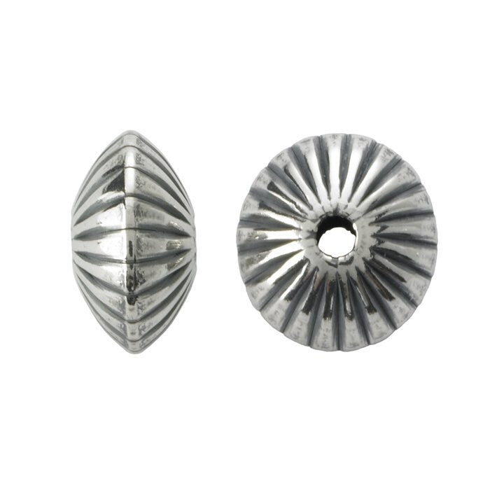 10 Sterling Silver Oxidized Corrugated Saucer Bead, 2 sizes available