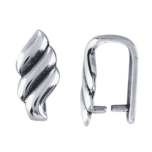 Sterling Silver Wavy Pinch Bail 8 x 4.8mm, Briolette Bail,