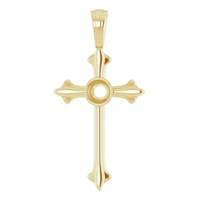 Cross Pendant Mounting for 3mm gemstone, available in Sterling Siler, or 14k Gold