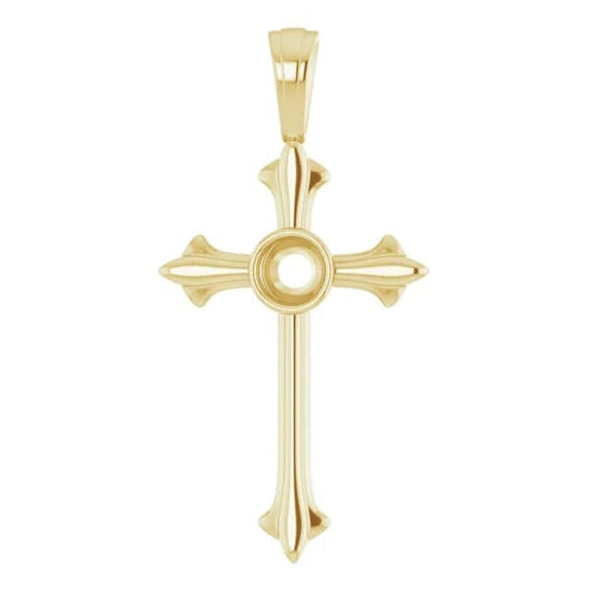 Cross Pendant Mounting for 3mm gemstone, available in Sterling Siler, or 14k Gold