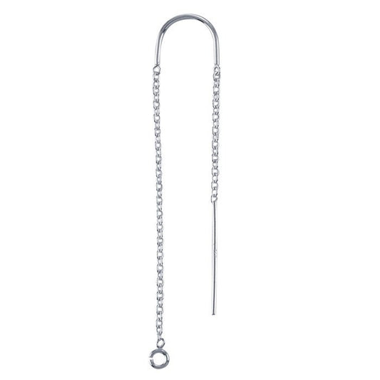 1pair Sterling Silver Cable Chain Ear Thread with Center U-Bar and Ring