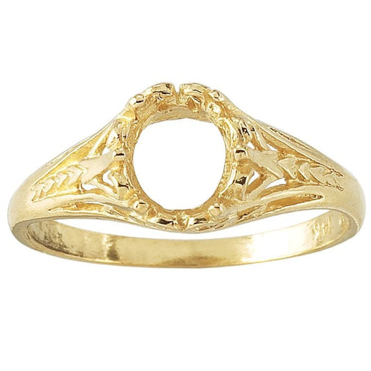 7 x 5mm Oval Ring Mounting in 14K Yellow Gold or 925 Sterling Silver