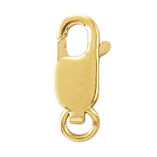14K Yellow or White Gold Oval Lobster Clasp w/ Ring, choose your  size.