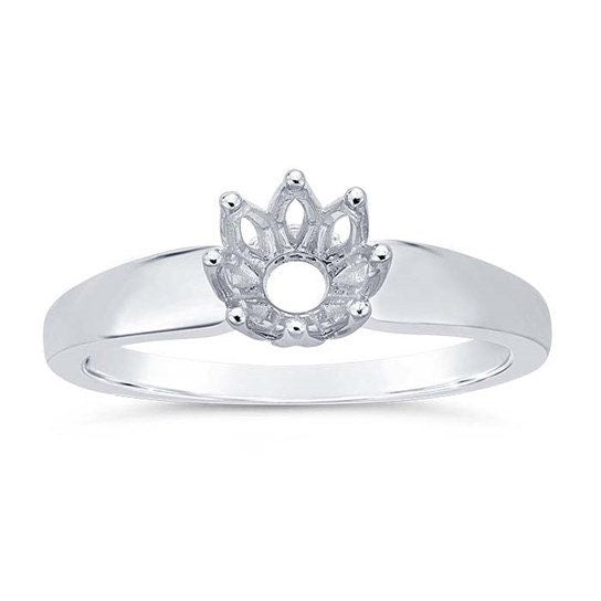 14K White Gold 1-Ct. Round Basket Ring Mounting with Diamond Accent