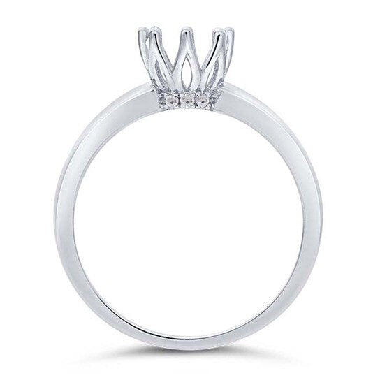 14K White Gold 1-Ct. Round Basket Ring Mounting with Diamond Accent