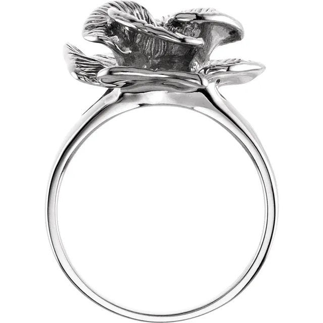 Floral Pearl Ring Mounting: Sterling Silver or 14k Gold, Size 7