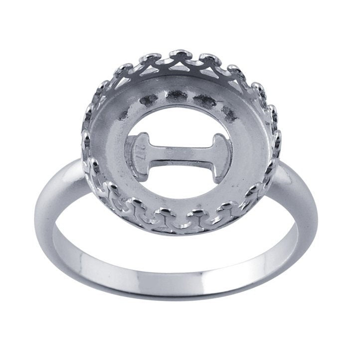 Sterling Silver  Round Gallery Wire Bezel Ring Mounting, choose your size