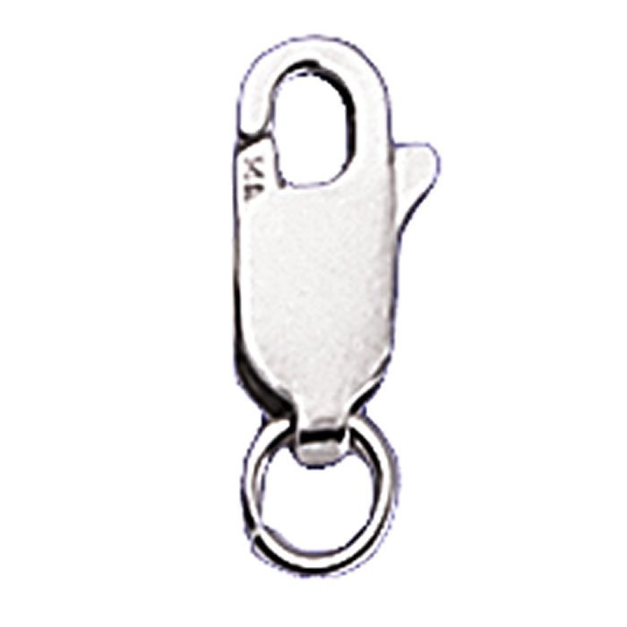 14K Solid White or Yellow Gold Oval Lobster Clasp, with ring,  choose your size