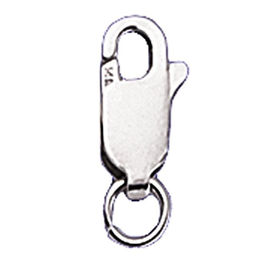 14K Solid White or Yellow Gold Oval Lobster Clasp, with ring,  choose your size