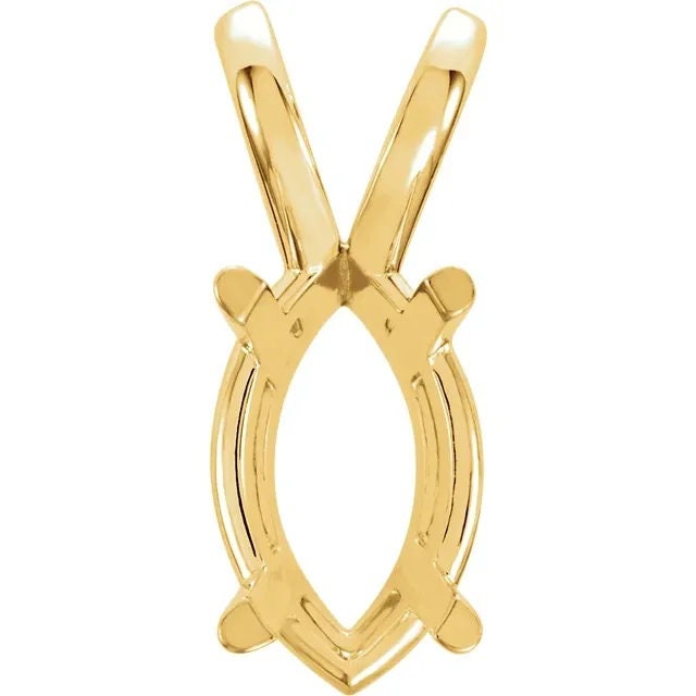 Marquise 4-Prong Pendant Mounting, Basket Setting available in Sterling Silver, or 14k Gold and W Gold, different sizes available