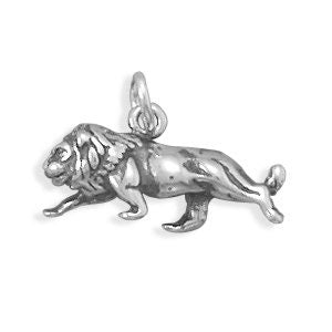 Oxidized Lion Charm, 925 Sterling Silver