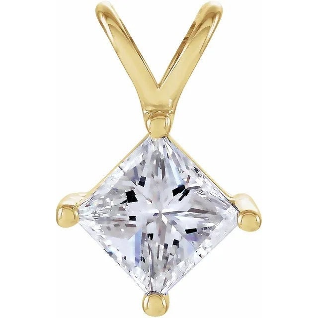 Square 4-prong basket pendant mounting, available in sterling silver, 14k yg and 14k wg, many sizes to choose