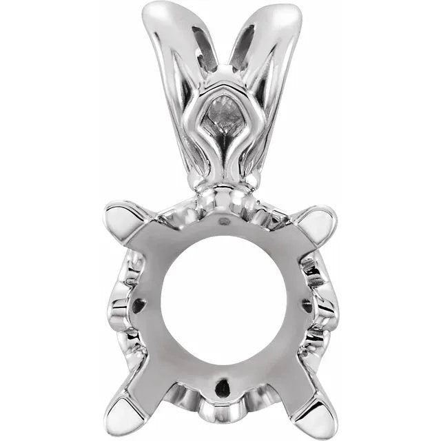 Round 4-prong pendant mounting, choose sterling silver, 14k yg, or 14k wg. many setting sizes are available