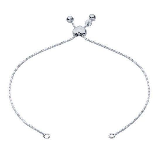Sterling Silver 1mm Box Chain Bracelet Component, Adjustable