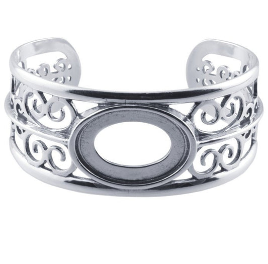 Sterling Silver Filigree Bracelet with 25 x 18mm Oval Bezel Setting