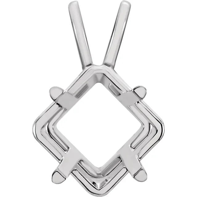 Square 4-Prong Pendant Mounting available in different sizes and metals