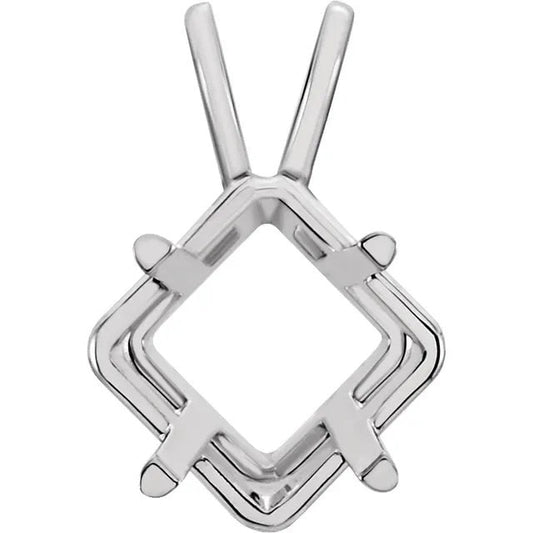 Square 4-Prong Pendant Mounting available in different sizes and metals