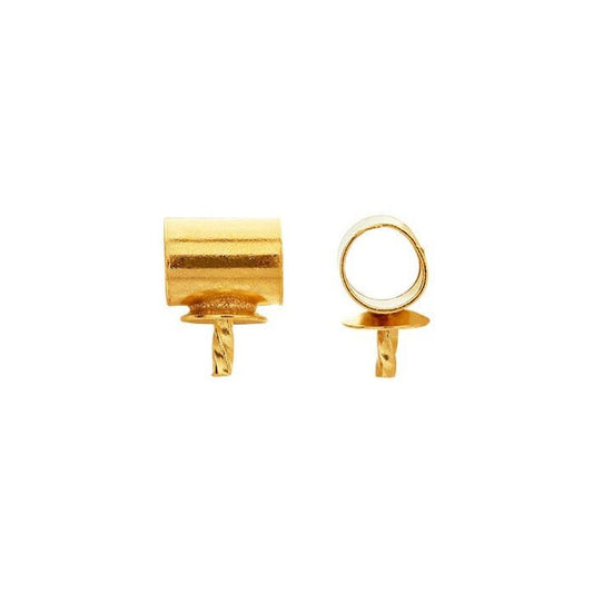 14/20 Yellow Gold-Filled Tube Pendant Bail with Pearl Cup