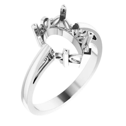 Pear 5-Prong V-End Solitaire Ring Mounting, several sizes available in 925 Sterling Silver or 14k Gold and 10k Gold