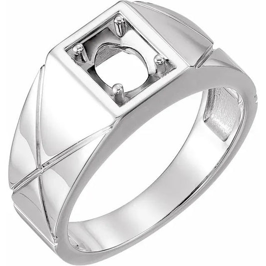 Men's 8x6 mm Oval Ring Mounting in Sterling Silver or 14k Gold