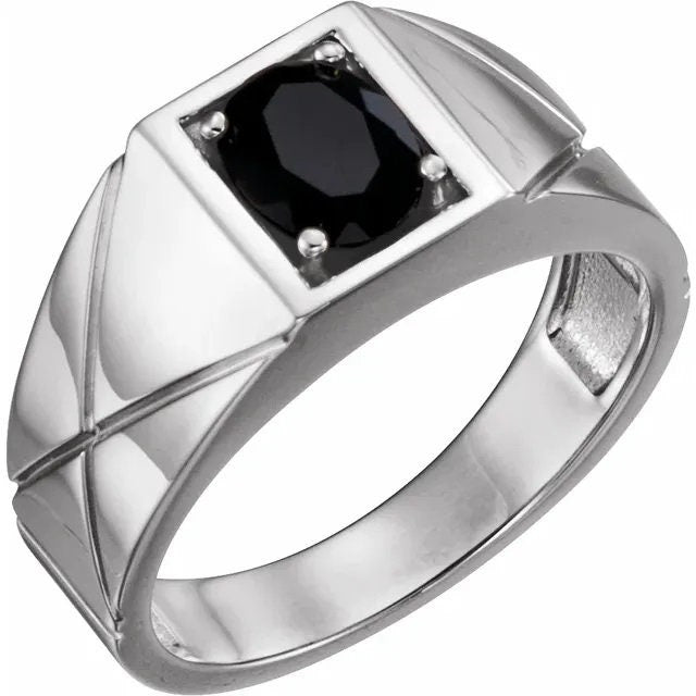 Men's 8x6 mm Oval Ring Mounting in Sterling Silver or 14k Gold