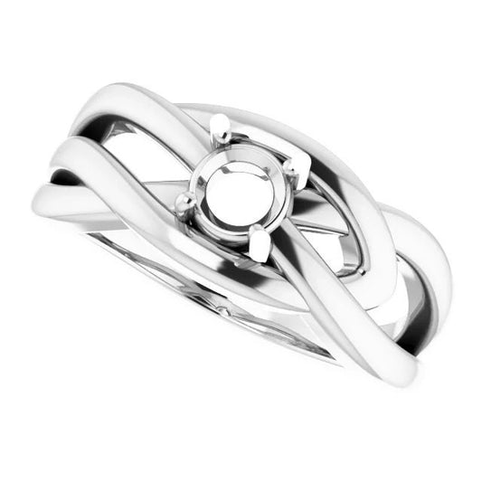 Round Solitaire Ring Mounting for 5mm gemstone, freeform ring in Sterling silver or Gold