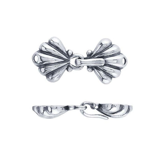 Sterling Silver 30mm Fluted Hook & Eye Clasp