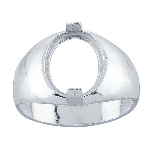 Sterling silver 12 x 10mm oval cabochon ring mounting