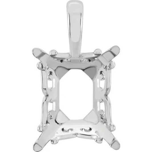 Emerald Cut 14k Gold Scroll Pendant Mounting: Vintage Inspired