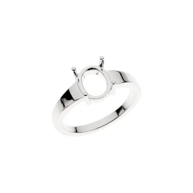 Oval Solitaire Ring Mounting in Sterling Silver or 14k Gold, Different Setting Sizes and Custom Sizes Available.